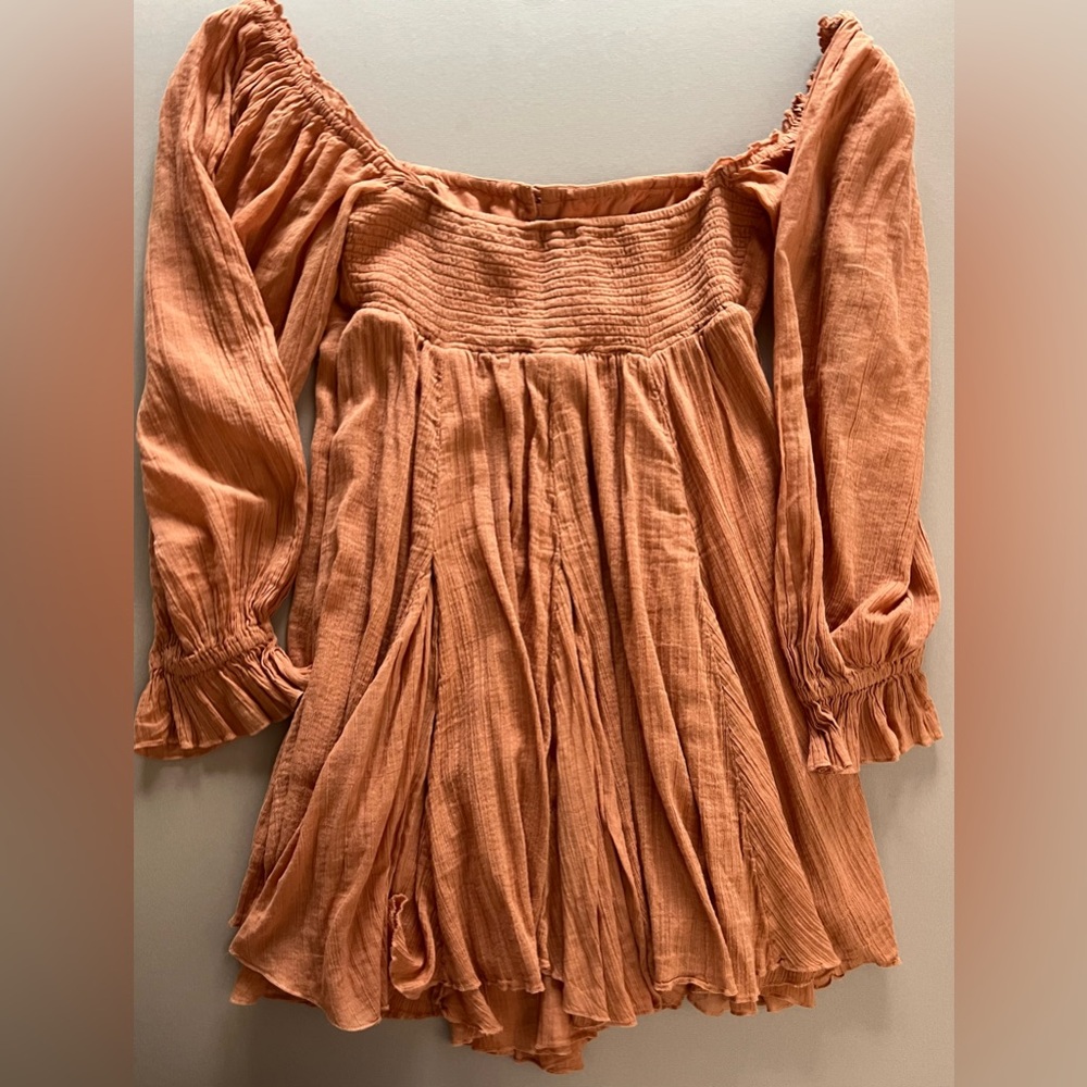 Free People Orange Off Shoulder Gauze Dress - Picture 10 of 16